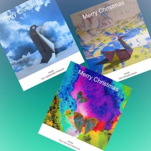 Set of three colourful Christmas cards