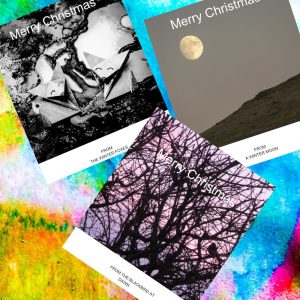 Set of three mono Christmas cards